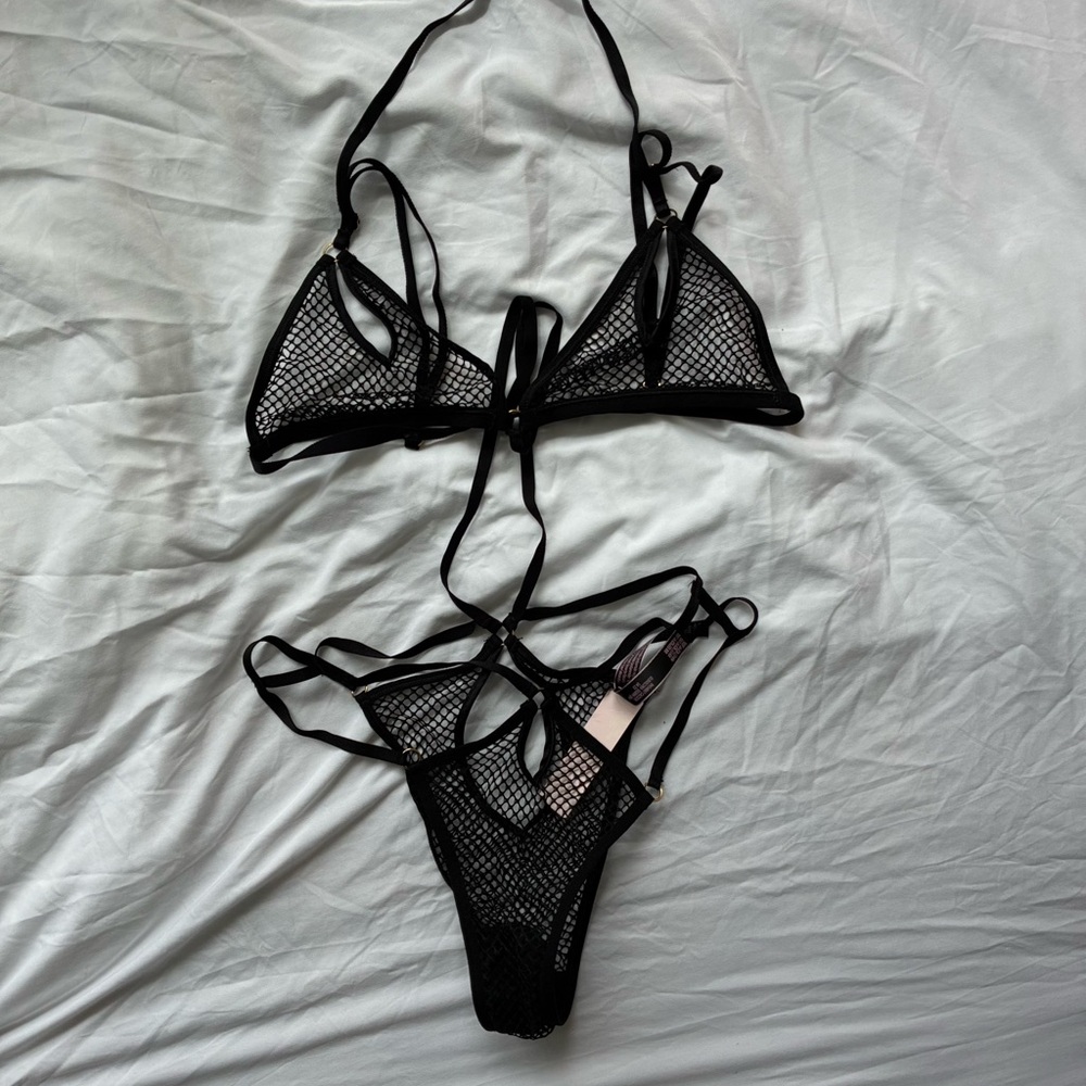 NWT Black Mesh lingerie Set